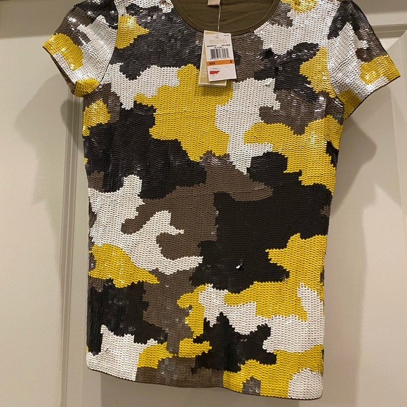 Michael Kors SS top sequin design with cotton back. SizeS NWT - Picture 1 of 4